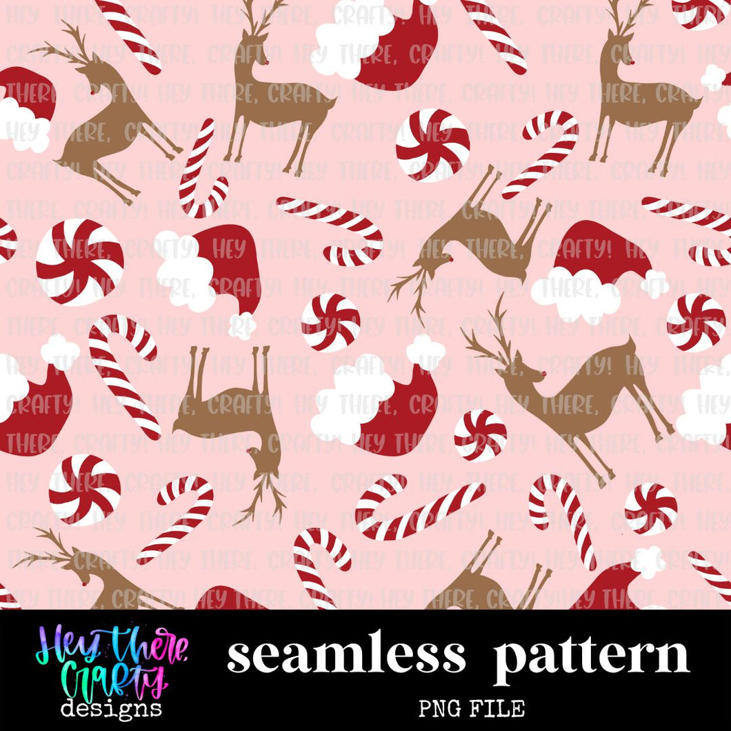 Reindeer and Santa Hats | Pattern/Digital Paper