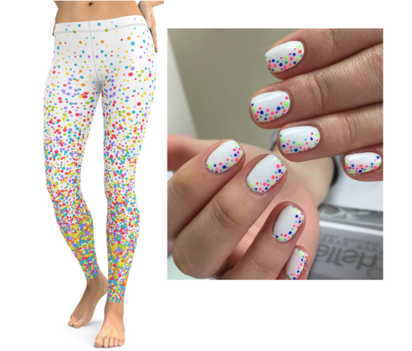 Ongles et leggings confettis