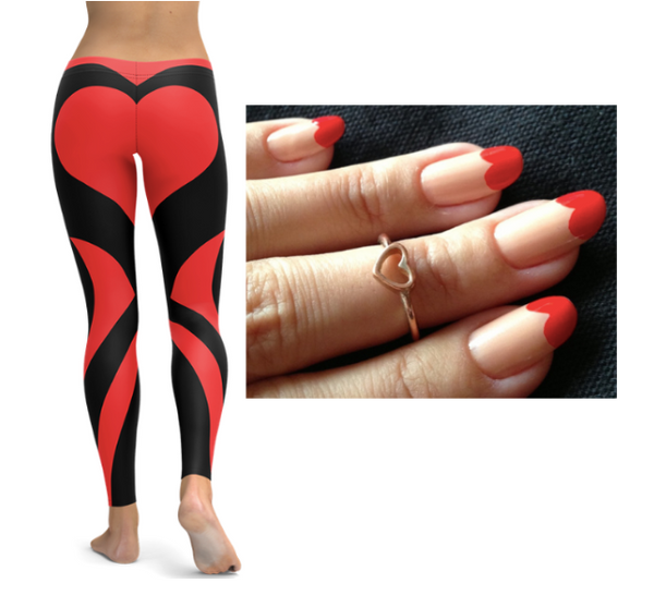 Leggings et ongles en forme de cœur