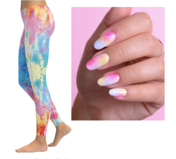 Ongles et leggings tie-dye