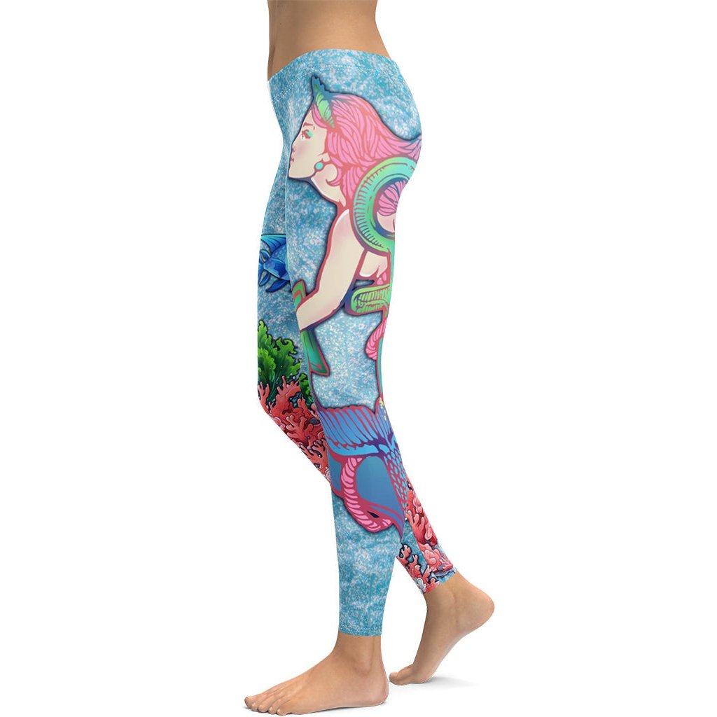 Japanese Style Koi Fish Yoga Leggings, Printed Leggings, Workout