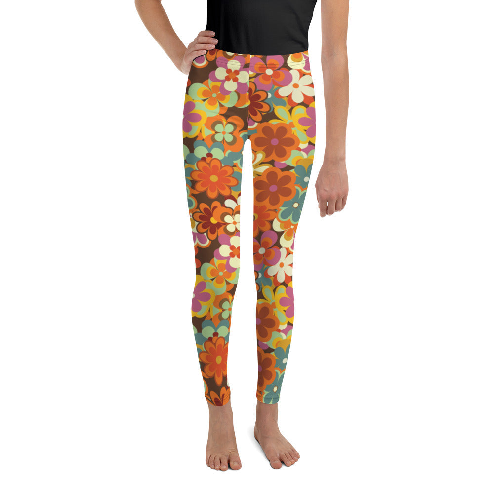 Vibrant and Cool 70s Flower Pattern Leggings