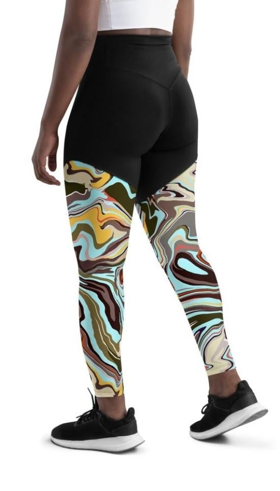 Comfortable & Vivid Aqua Marble Print Leggings