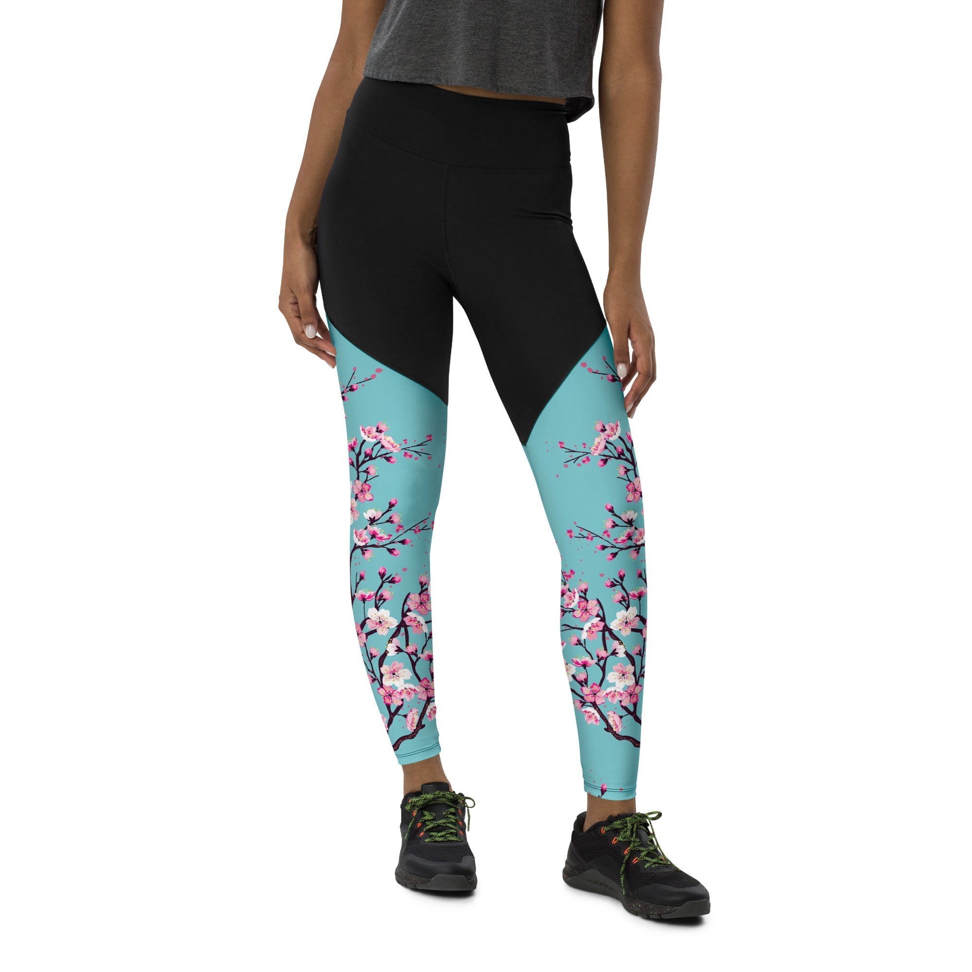 Cherry Blossom Crossover Leggings With Pockets