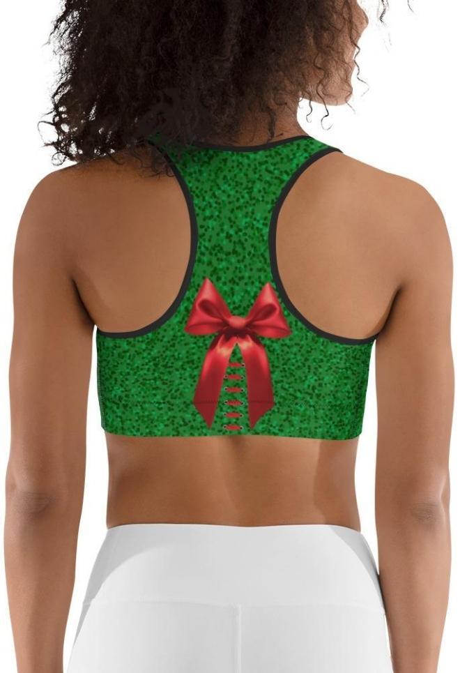 Two Patterned Christmas Sports Bra: Women's Christmas Outfits