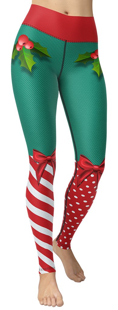 Candy Stripe Christmas Yoga Leggings