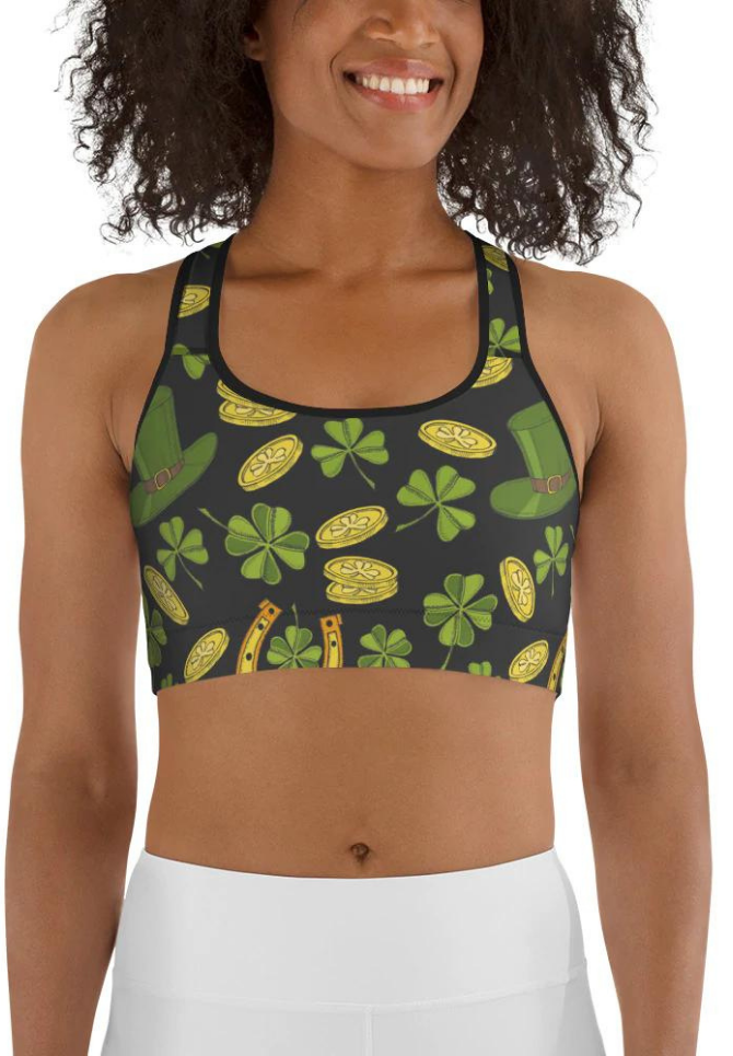 Shamrock Pattern Sports Bra