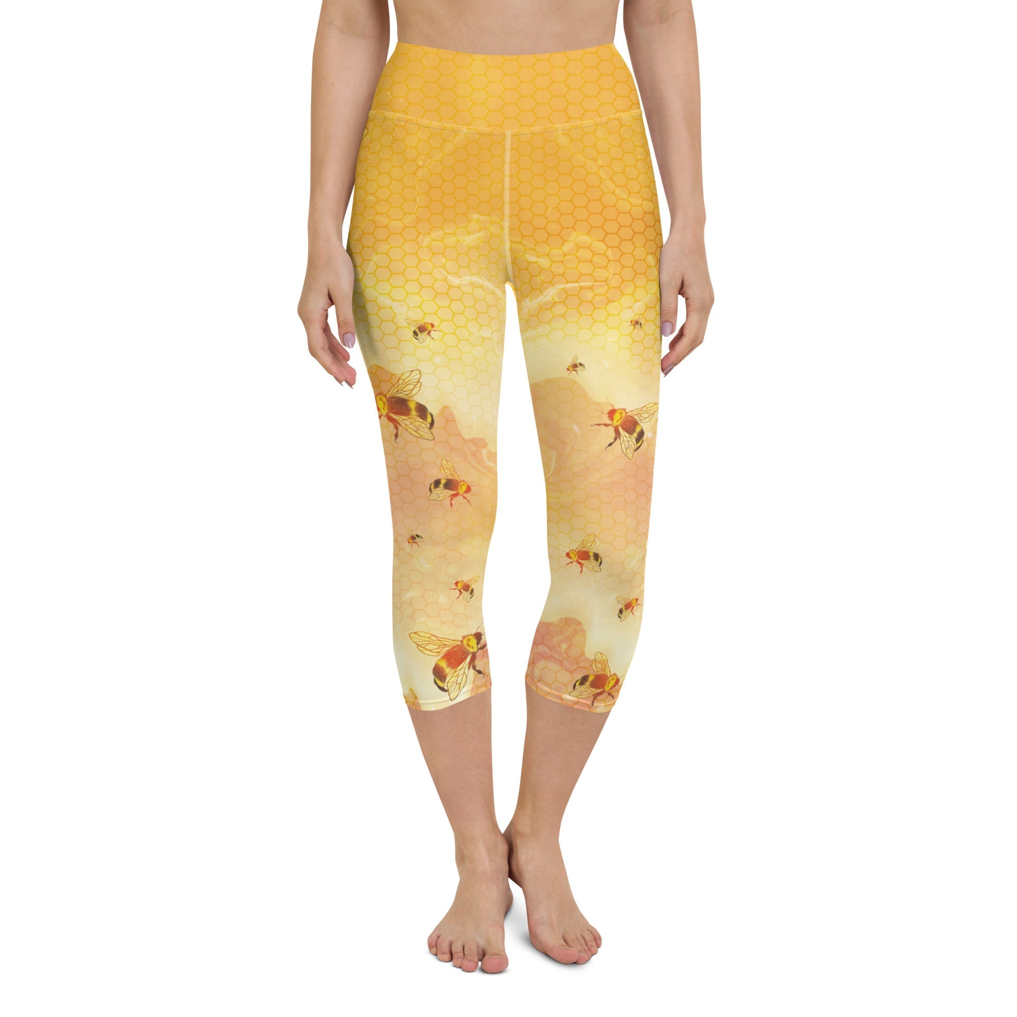 Honey Bee Leggings, Honeycomb Leggings, Printed Tights, Yoga Pants