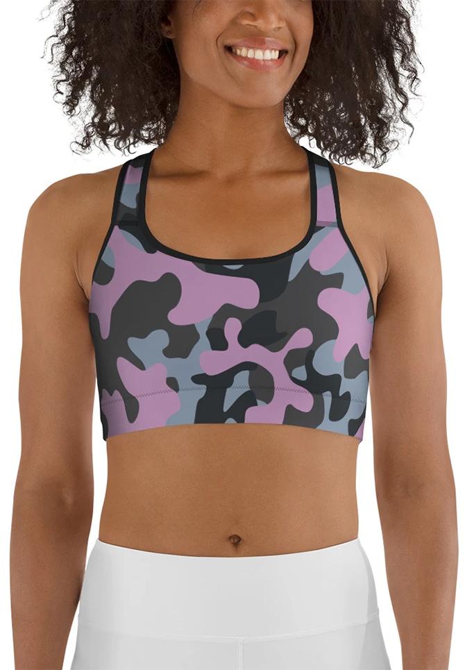 Fabletics Crossover Purple Floral Yoga Sports Bra