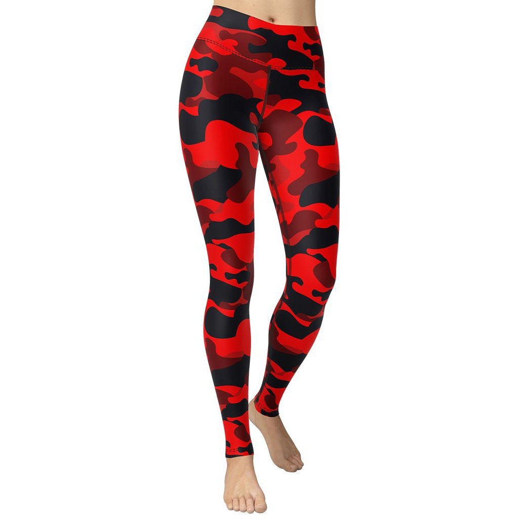 Red Geometric Women's Capri Leggings, Colorful Sexy Workout Ladies Capris  Tights-Made in USA/EU/MX