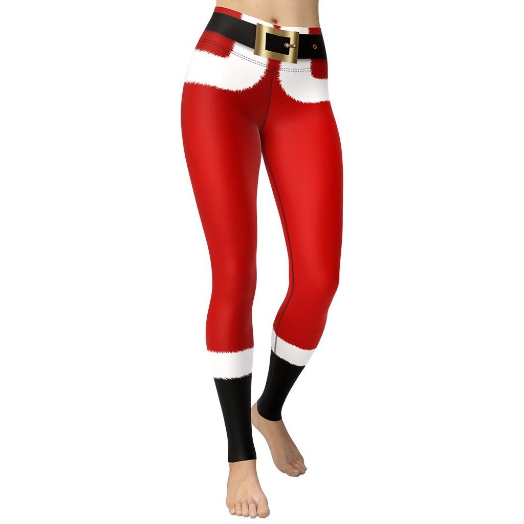 Women's Christmas Custom Christmas Santa Claus Snowman Party Leggings  Skinny Pants For Yoga Running Pilates Gym Yoga Pants Red L 