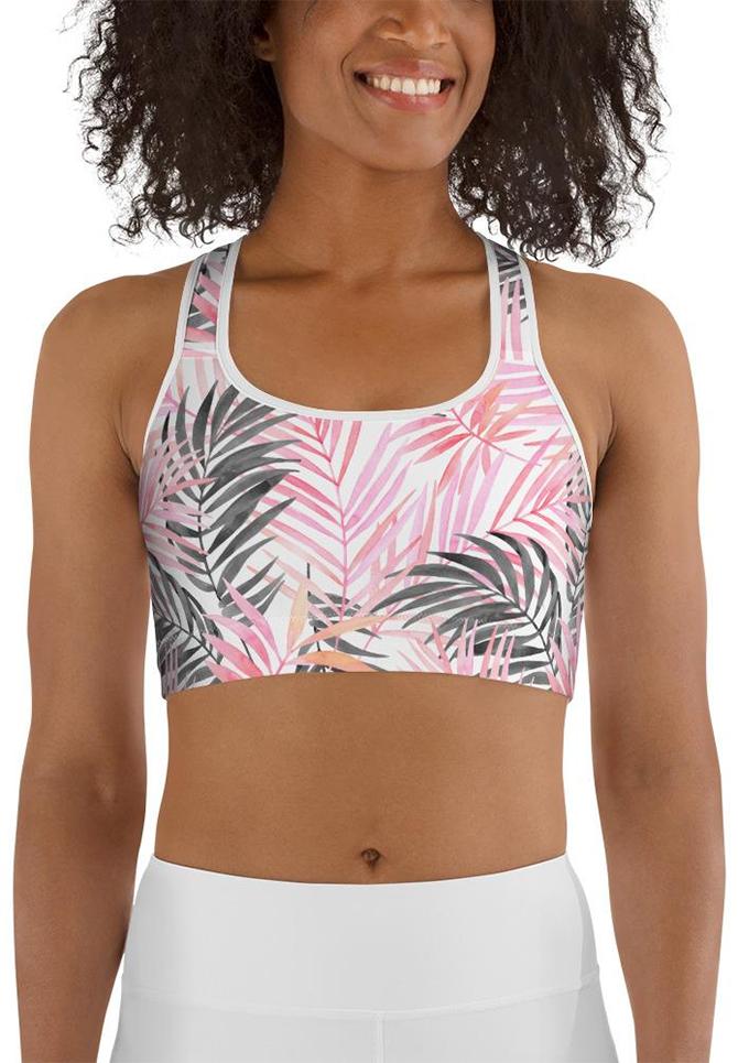 T-Back Racer Sports Bra in Pink Bubble Gum