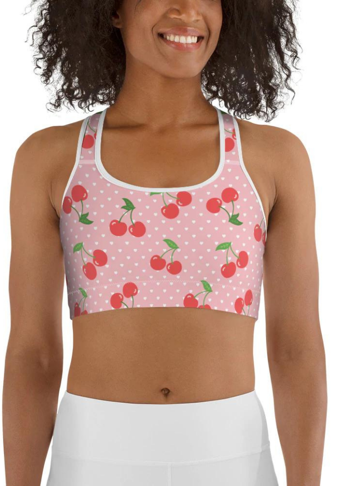 Soft Pink Tropical Sports Bra