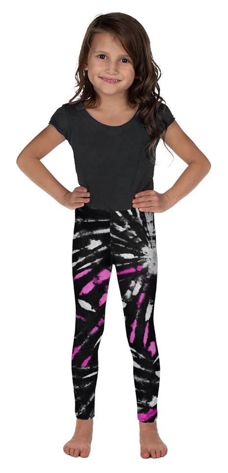 Tie Dye Kids Leggings Black & White