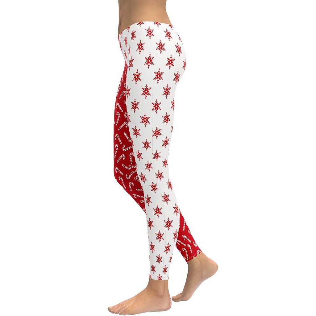 Elf Stripe Yoga Leggings, Christmas, Festive, Holiday Leggings - Lily Mist