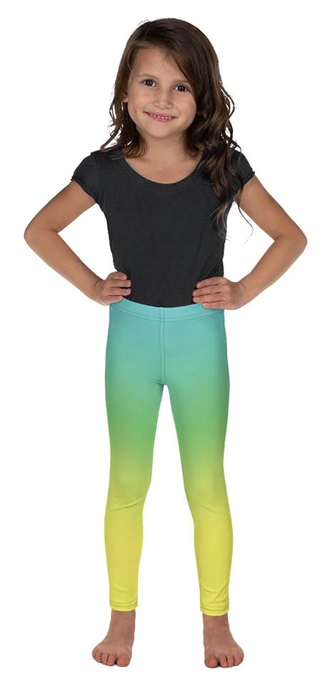 Pastel Green Kid's Leggings, Premium Unisex Colorful Tights For Boys &  Girls-Made in USA/EU