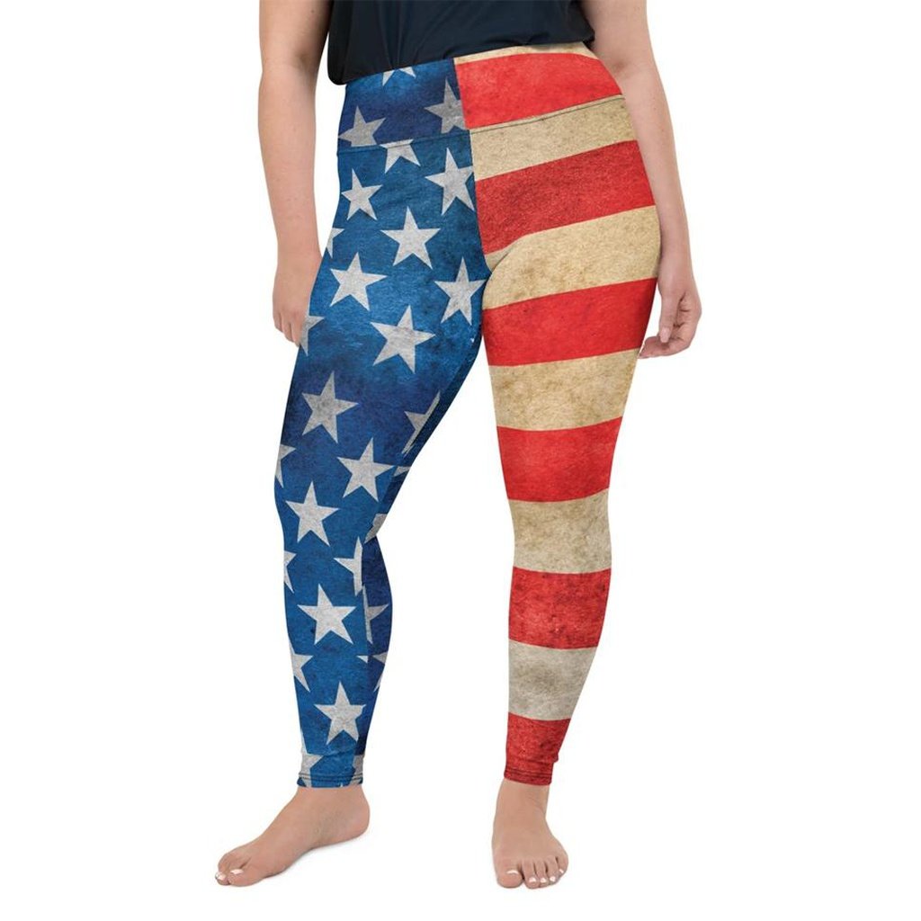 Vintage American Flag Leggings: Women's Patriotic Outfits