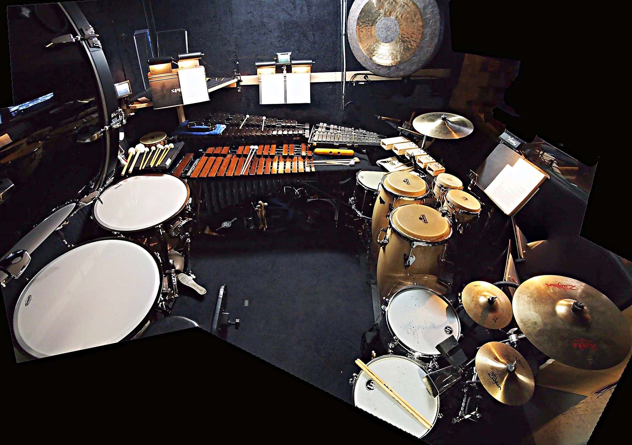 Dave Roth's percussion setup for the Broadway Revival of Evita at the Marquis Theatre.