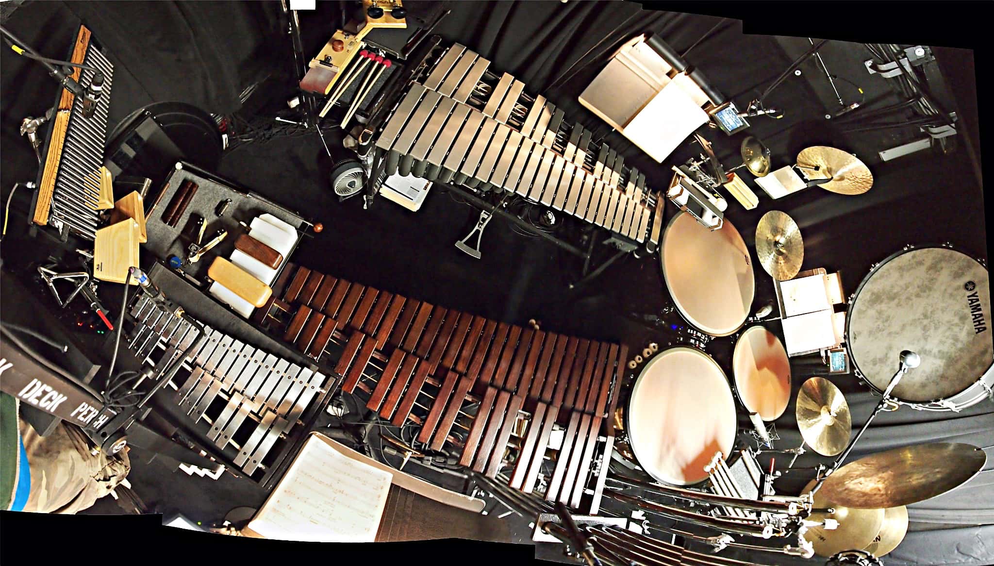 Andy Blanco's percussion setup for the Broadway revival of Nice Work If You Can Get It at the Imperial Theatre.