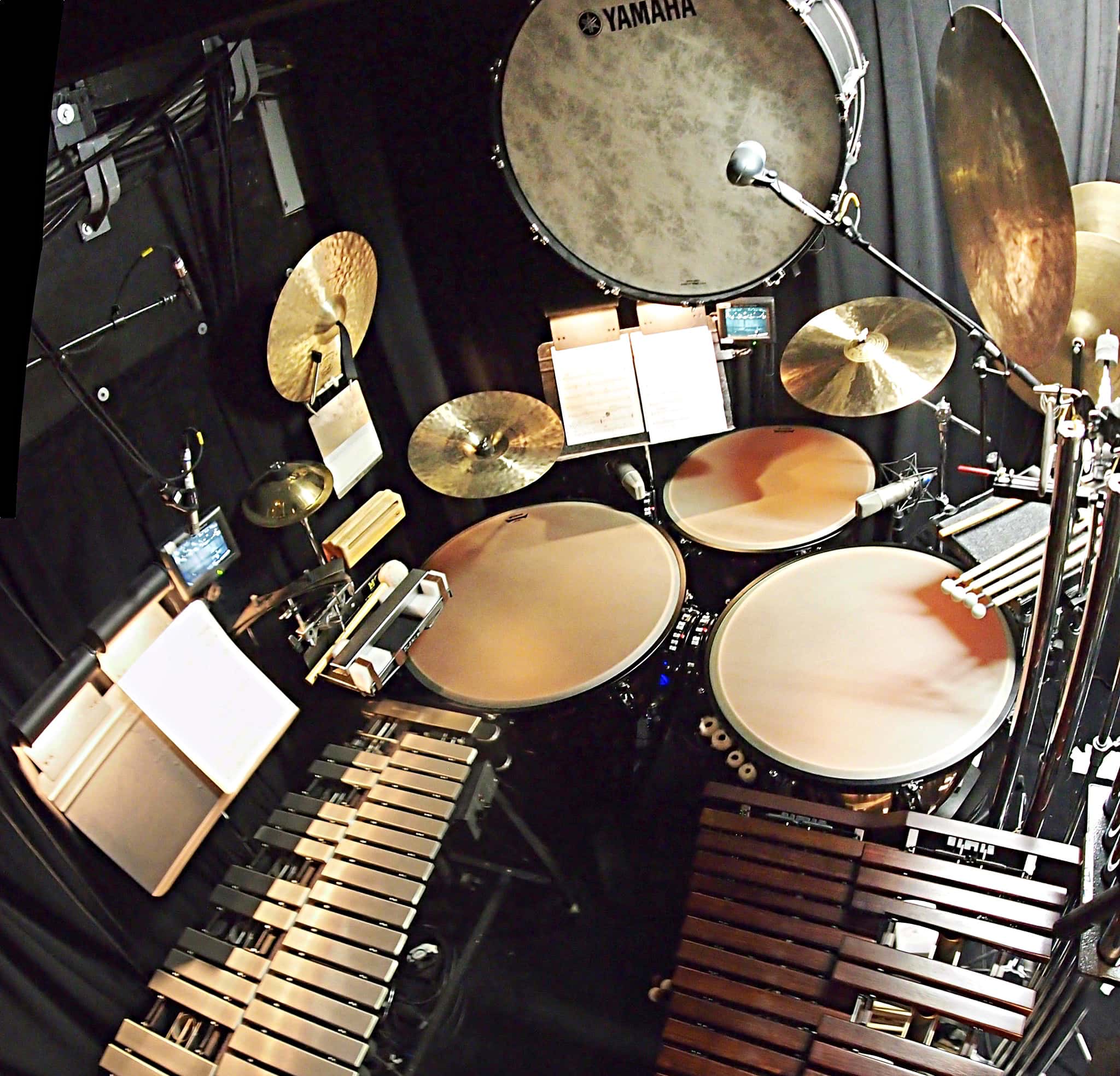 Andy Blanco's percussion setup for the Broadway revival of Nice Work If You Can Get It at the Imperial Theatre.