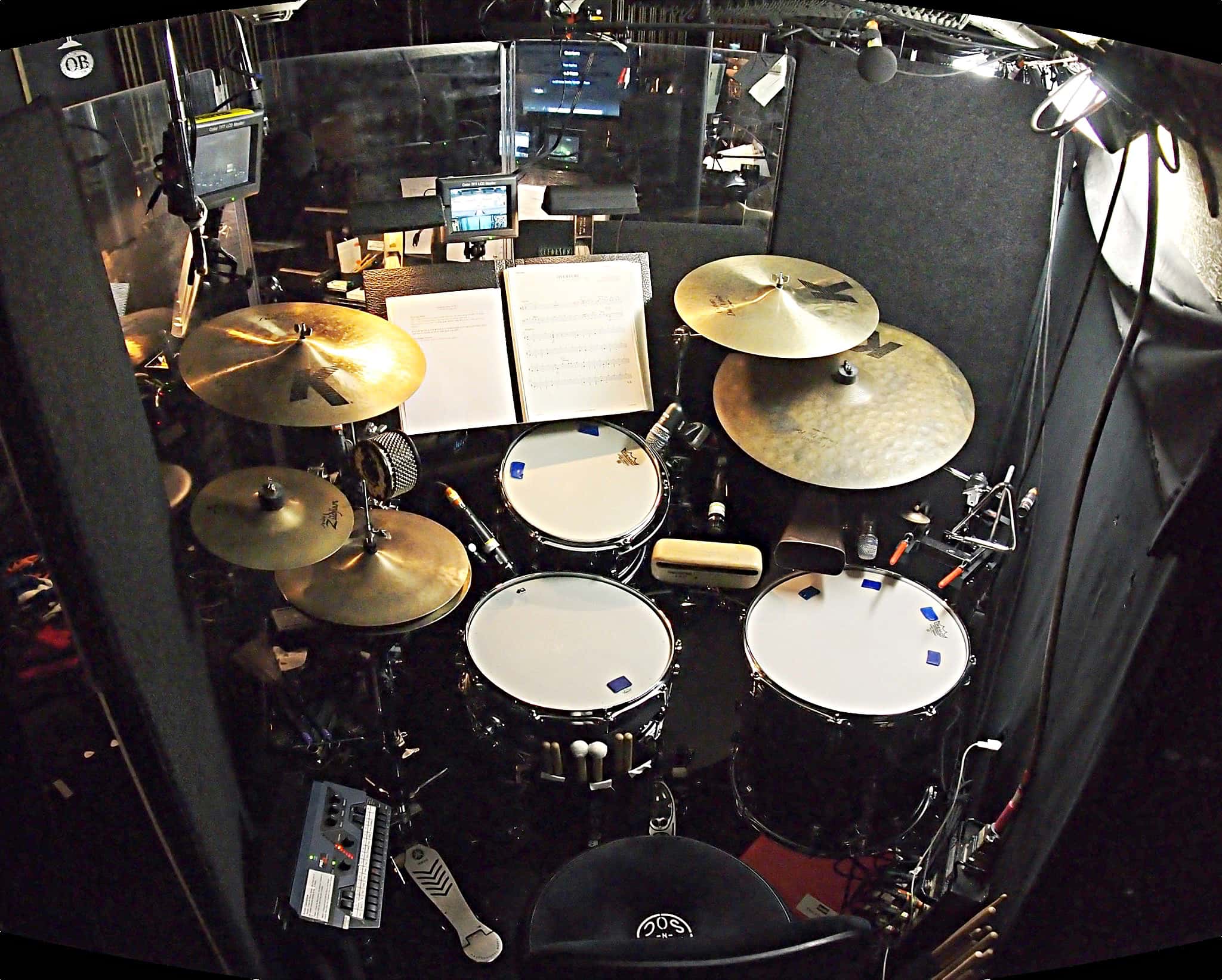 Eric Poland's drum set setup for the Broadway revival of Annie at the Palace Theatre.