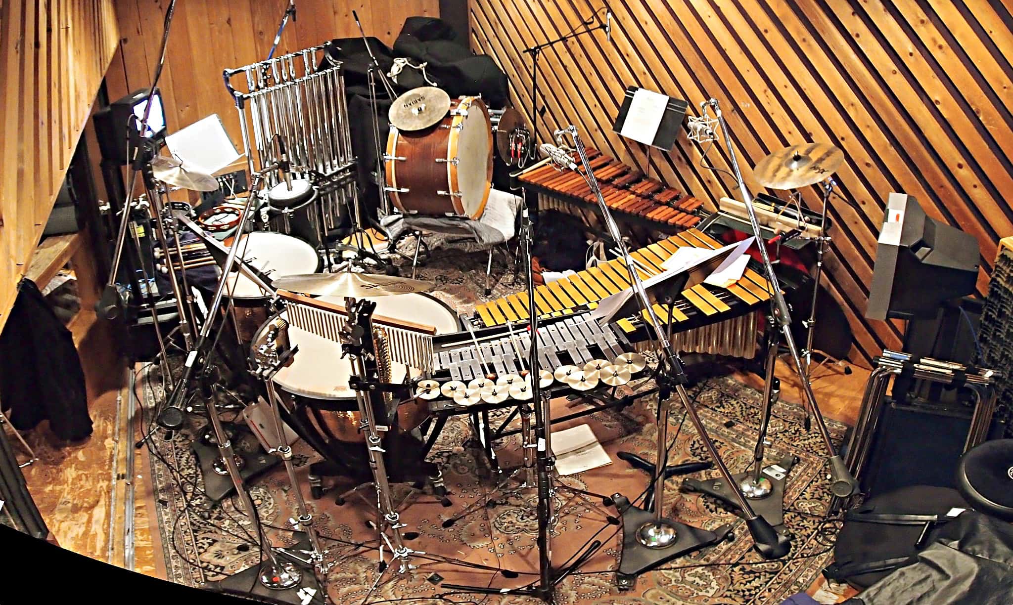 Billy Miller's percussion setup for the Broadway production of Scandalous at the Neil Simon Theatre.