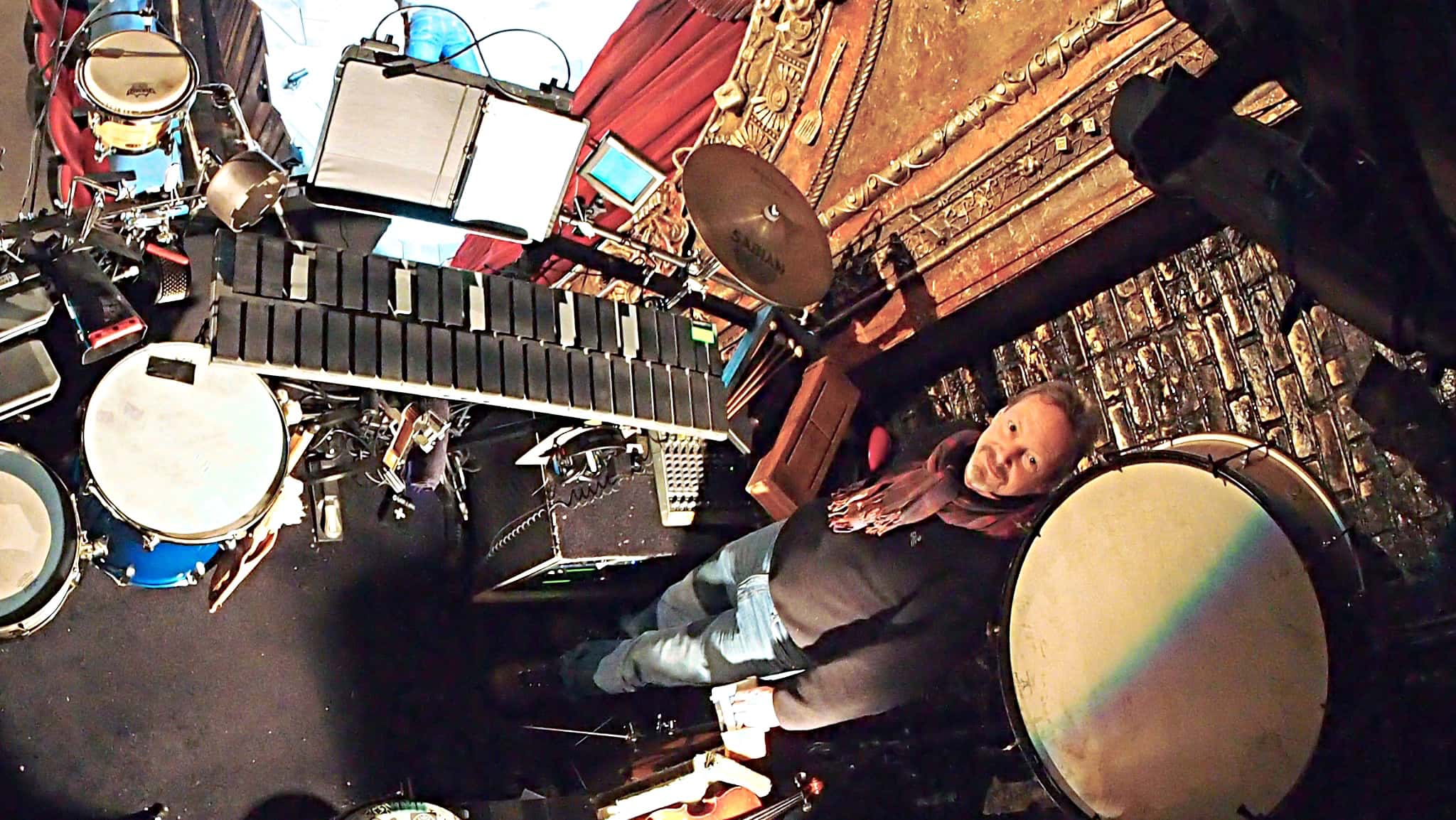 Deane Prouty's setup for the Off Broadway production of Peter and the Starcatcher at New World Stages, in New York City.