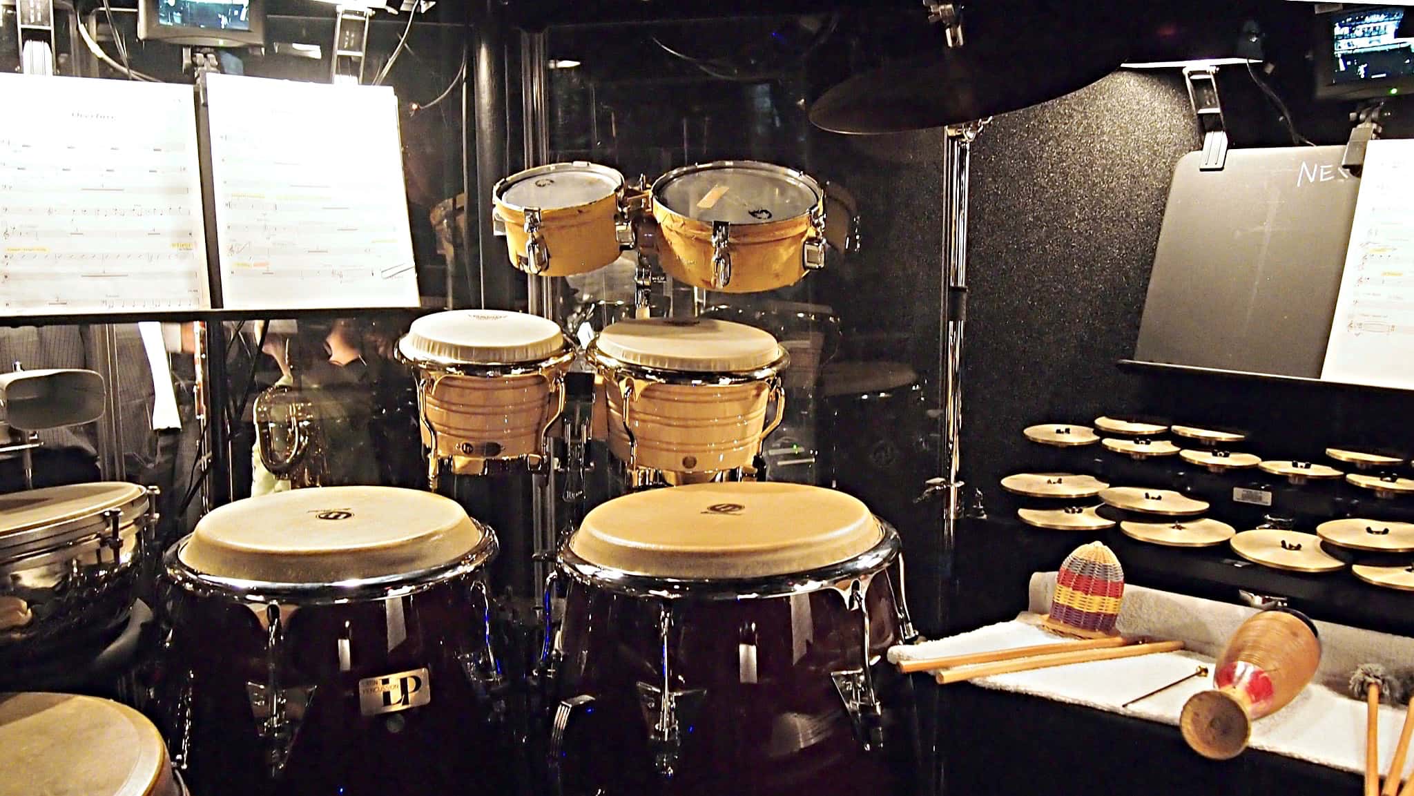 Mike Englander’s percussion setup for the Broadway production of Aladdin at the New Amsterdam Theatre.