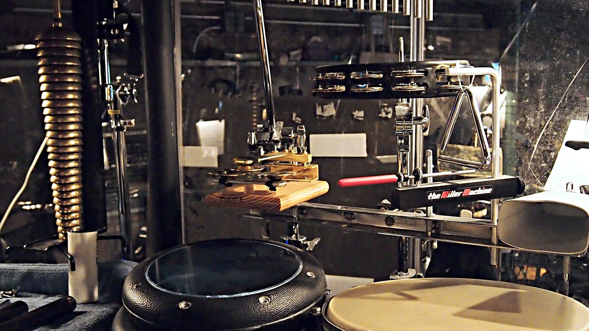 Mike Englander’s percussion setup for the Broadway production of Aladdin at the New Amsterdam Theatre.