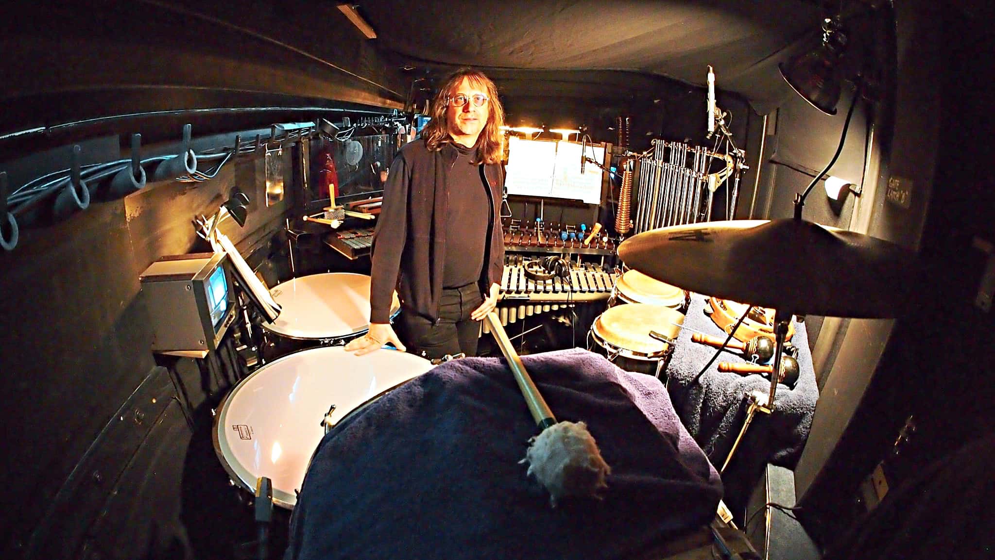 Paul Hansen's percussion setup for A Chorus Line at The 5th Avenue Theatre in Seattle, Washington.