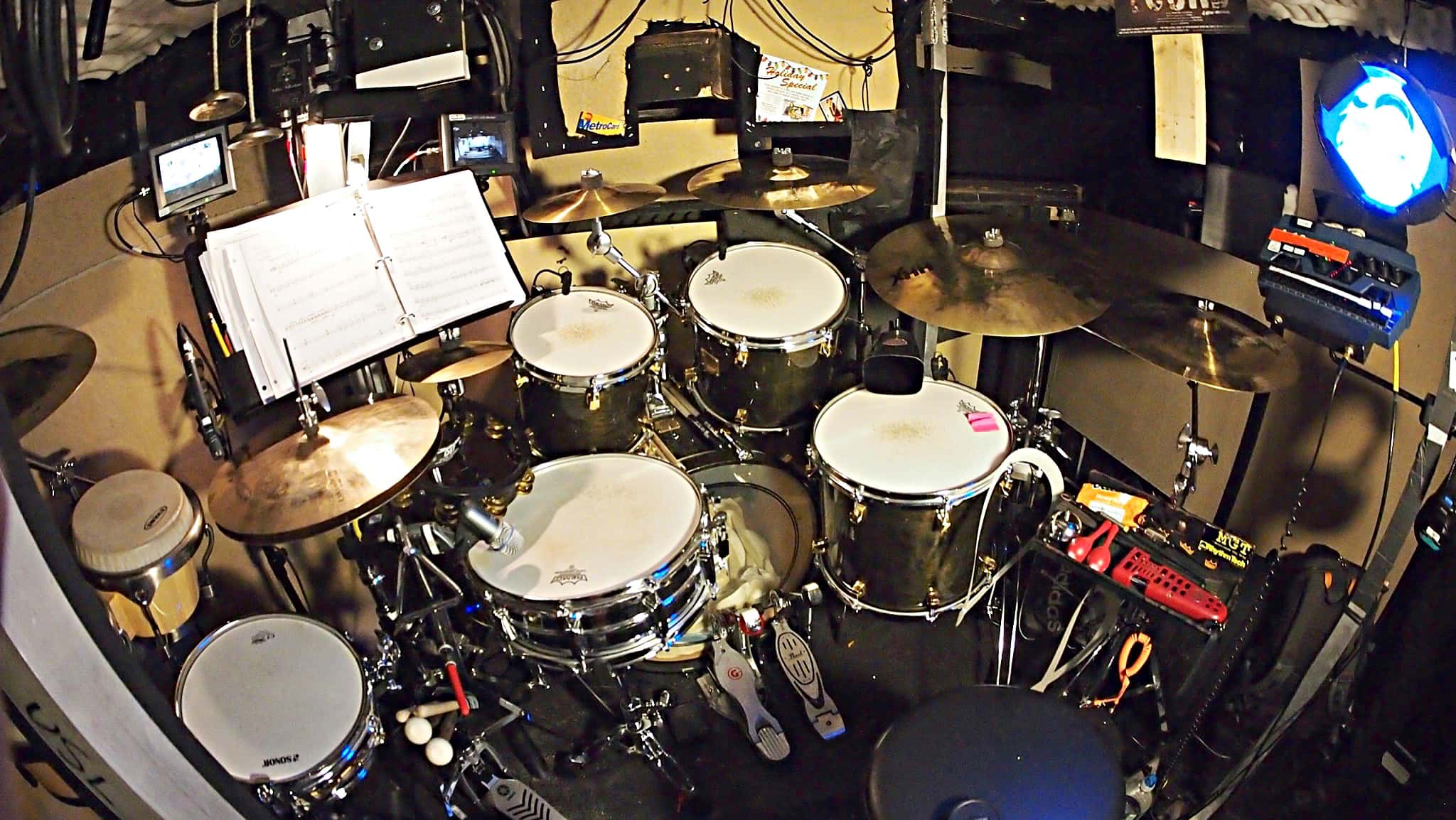 Michael Blancaflor's setup for the Off-Broadway production of Found at the Linda Gross Theater in New York City.