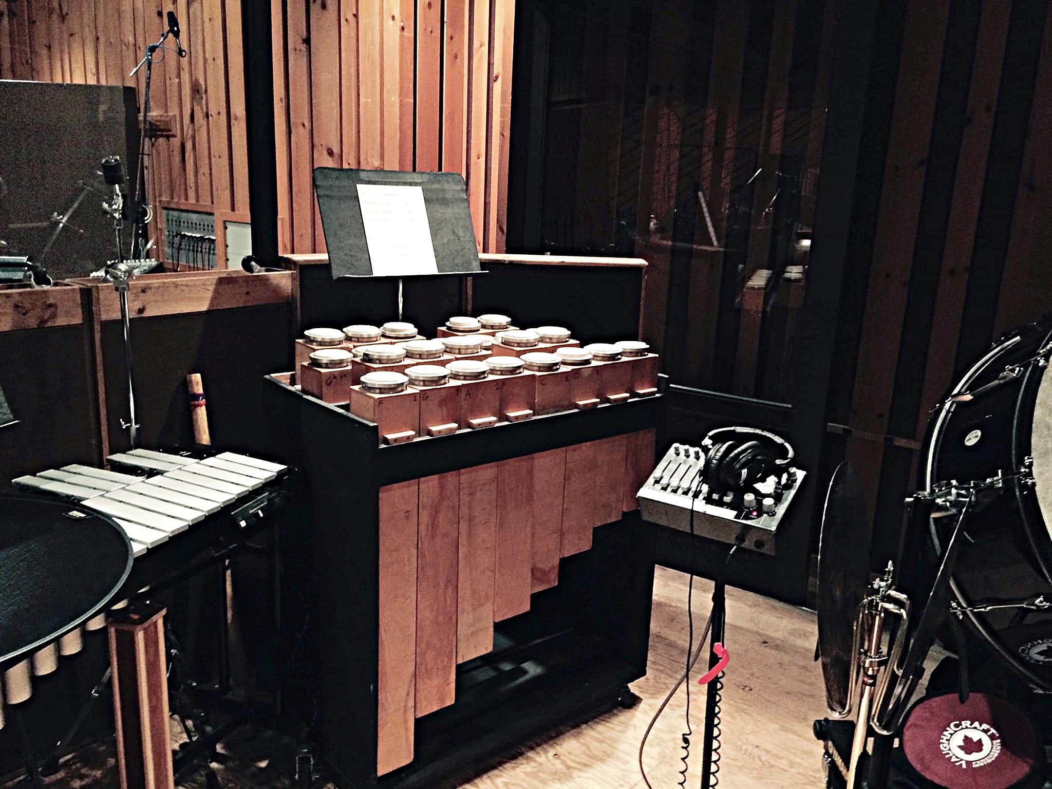 Bill Hayes' percussion setup for the recording session of NBC’s Peter Pan Live at Avatar Studios, in New York City.