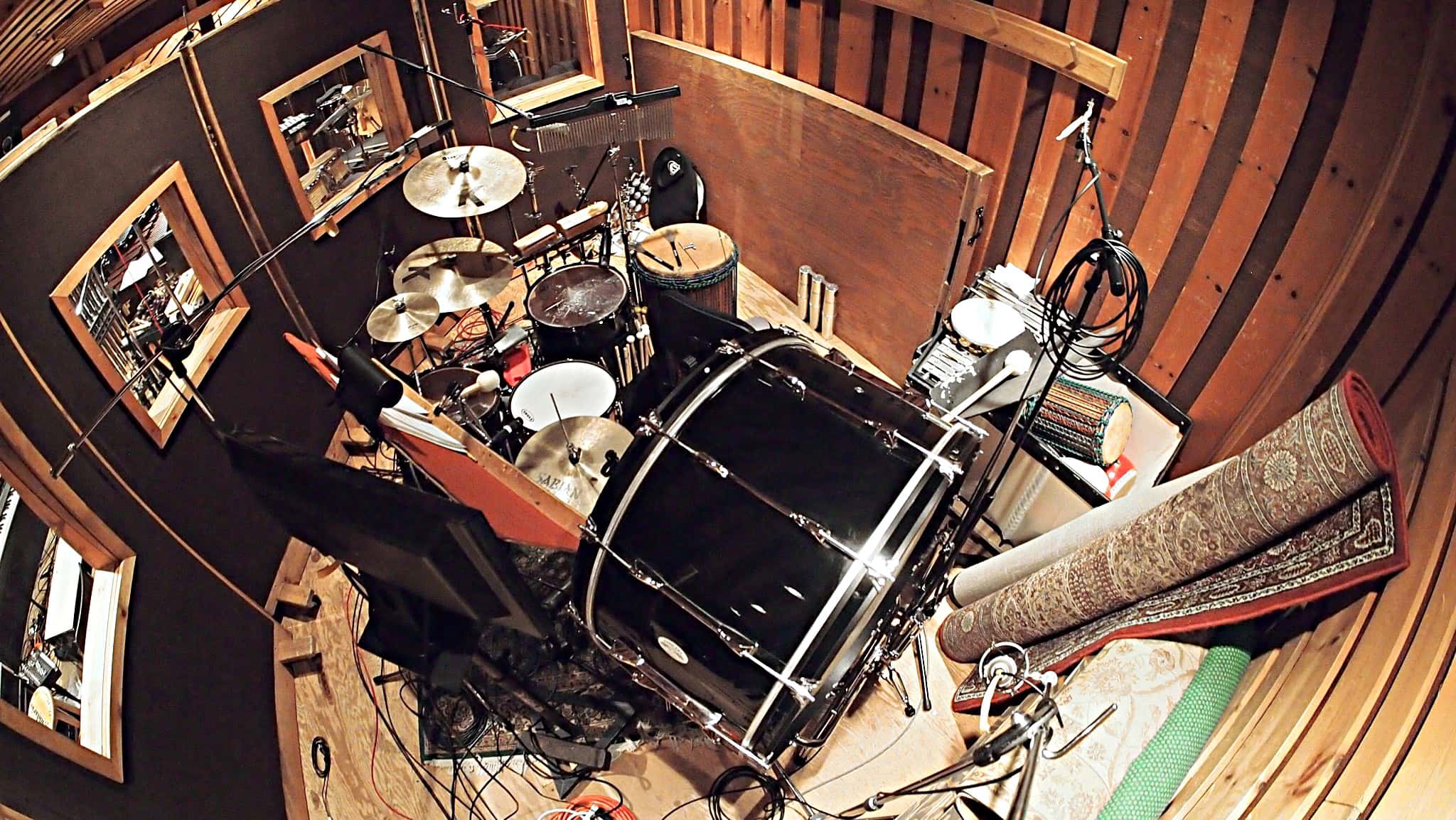 Paul Pizzuti's drum set setup for the 2014 recording session of NBC’s Peter Pan Live at Avatar Studios in New York City.