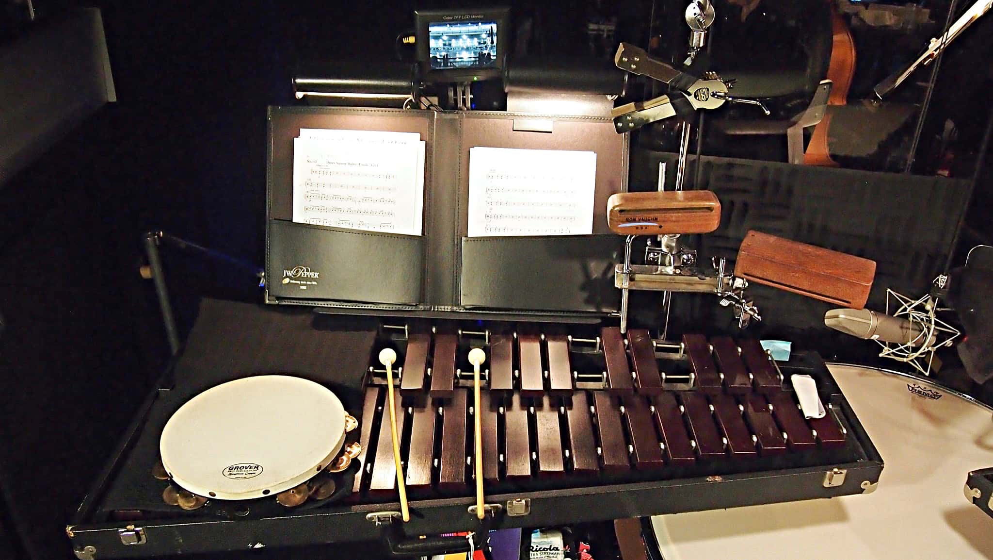 Charlie Descarfino's percussion setup for the Broadway production of On The Town at the Lyric Theatre.