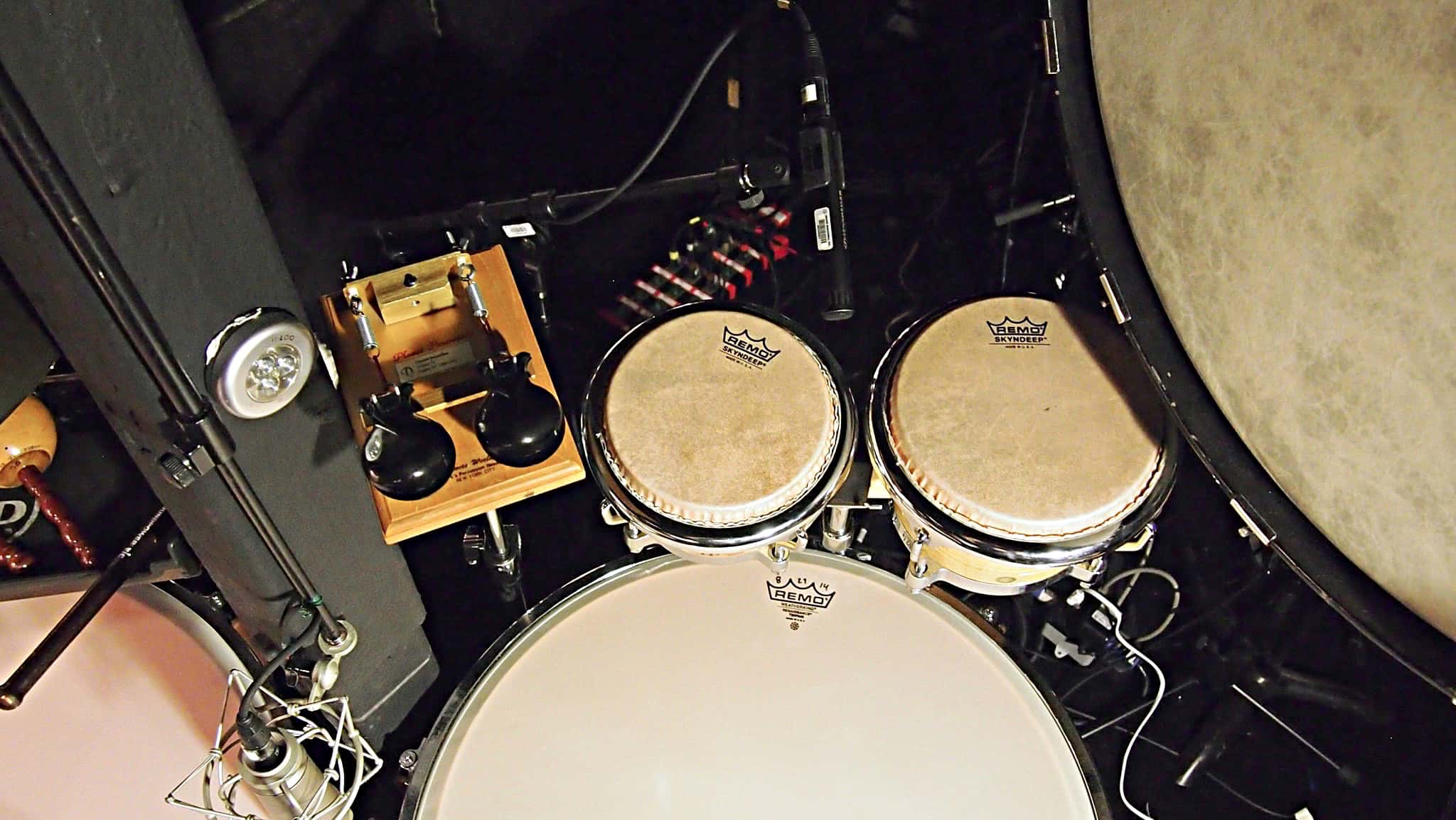 Charlie Descarfino's percussion setup for the Broadway production of On The Town at the Lyric Theatre.