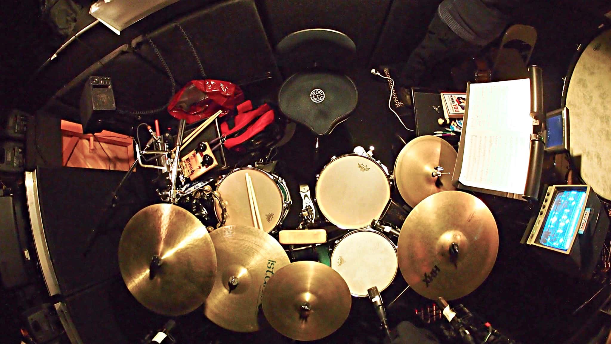 Rich Rosenzweig's drum set setup for the Broadway production of On The Town at the Lyric Theatre.