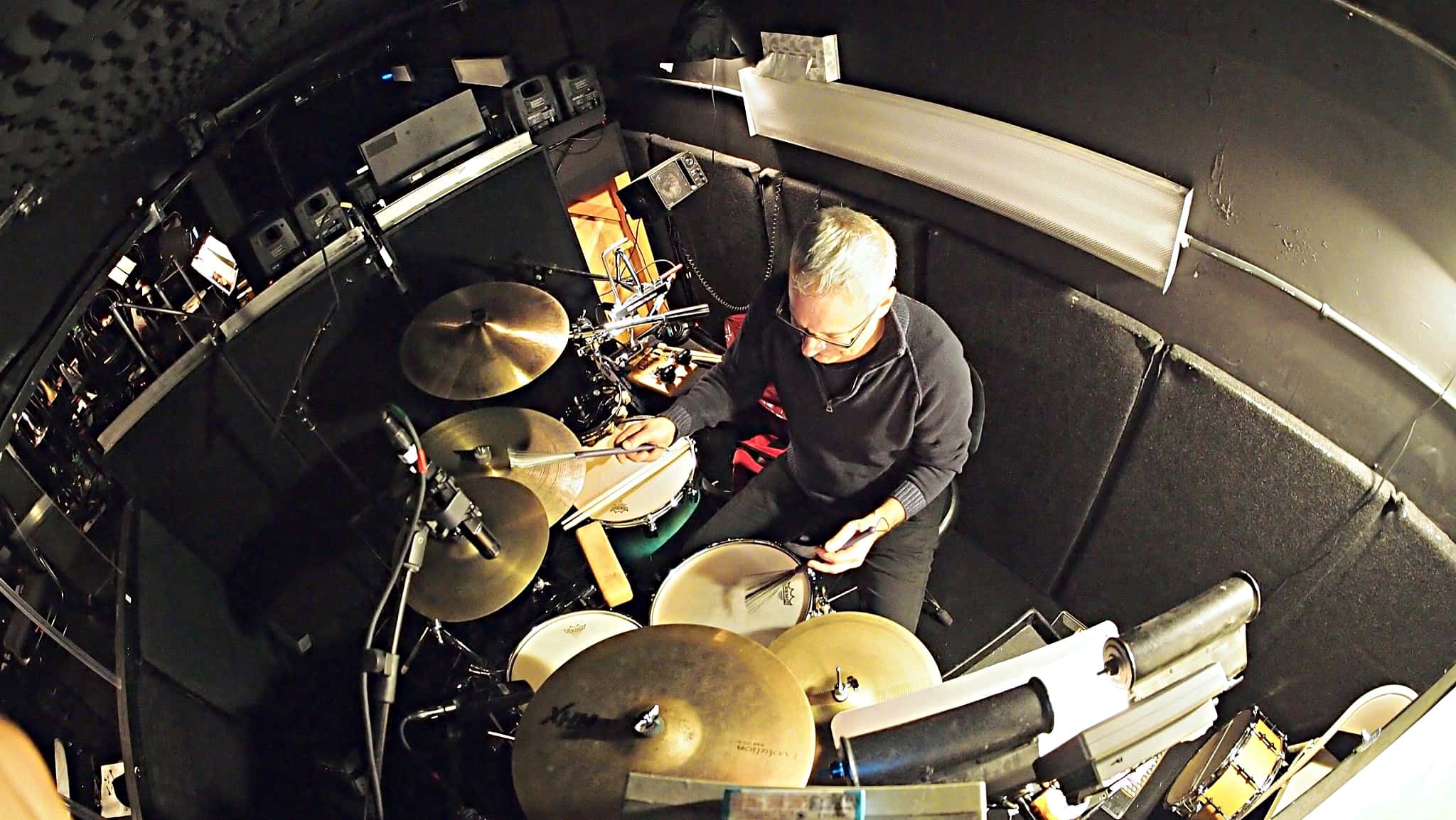 Rich Rosenzweig's drum set setup for the Broadway production of On The Town at the Lyric Theatre.