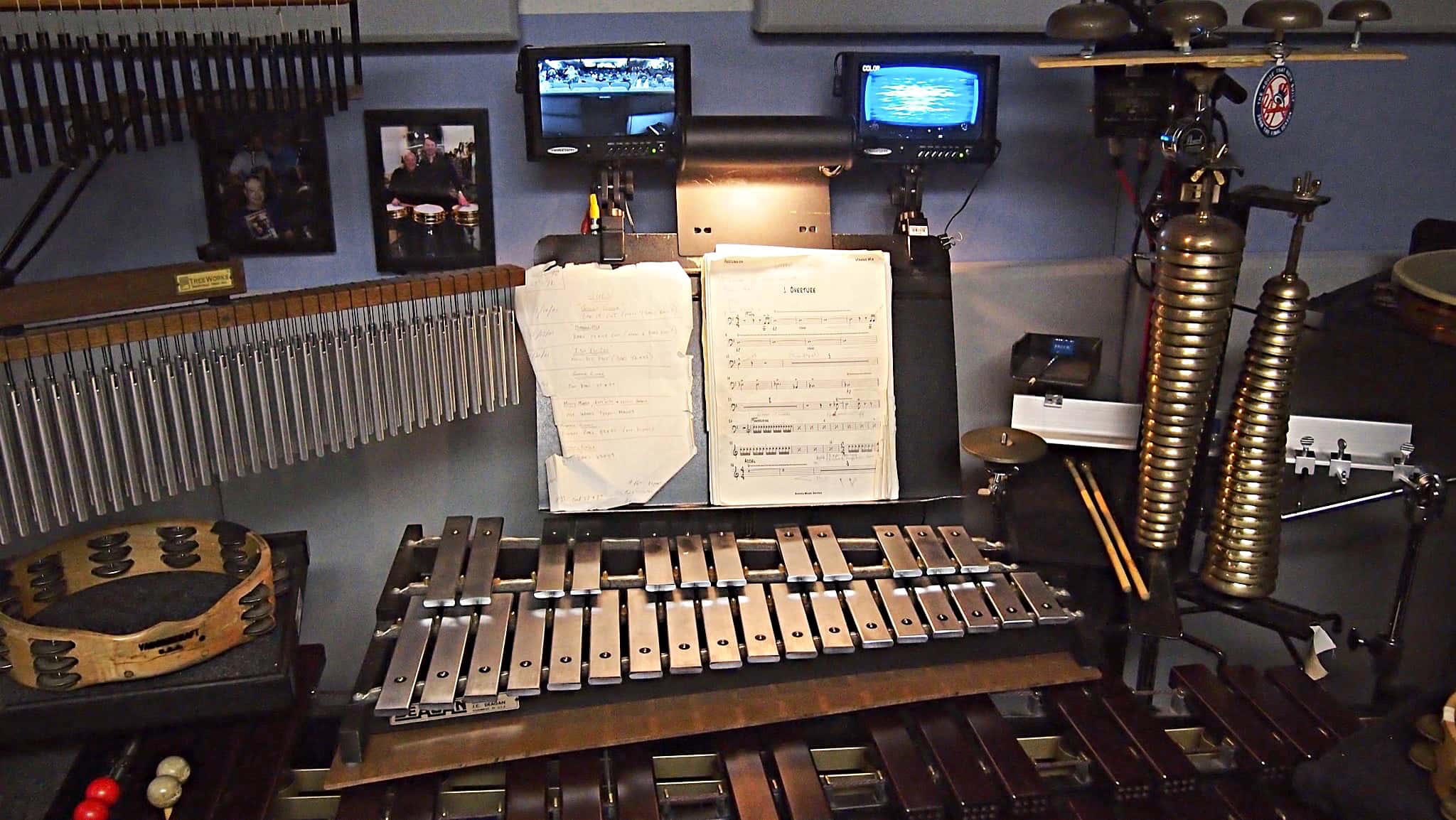 David Nyberg's percussion setup for the Broadway production of Mamma Mia at the Broadhurst Theatre.