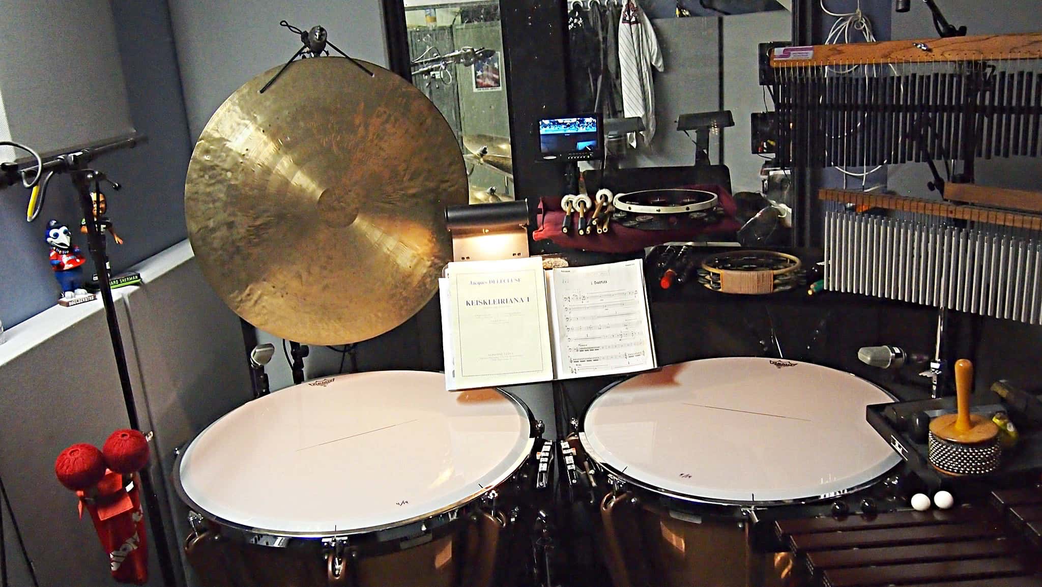 David Nyberg's percussion setup for the Broadway production of Mamma Mia at the Broadhurst Theatre.