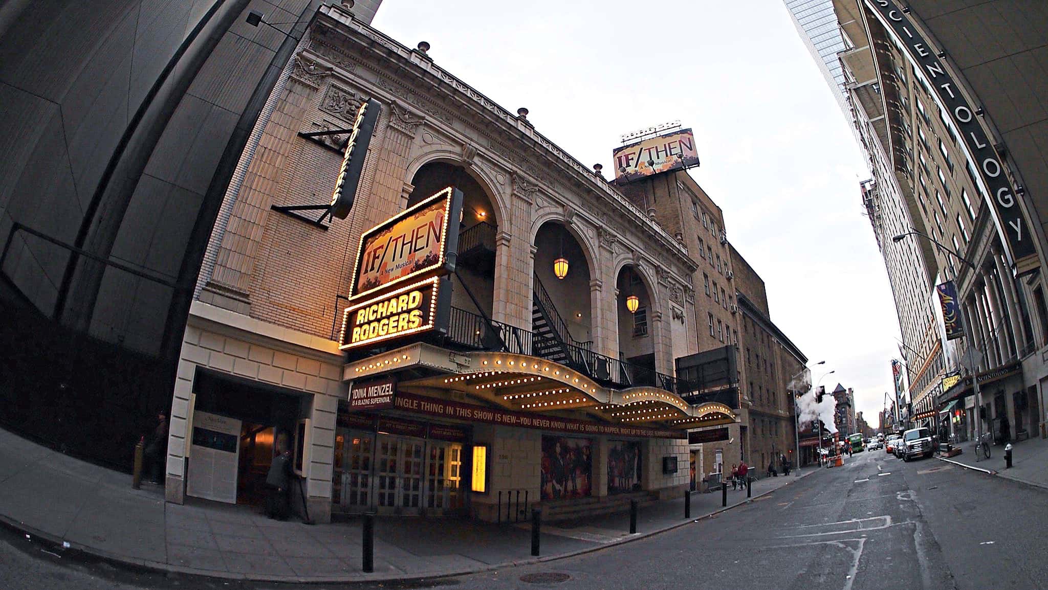 Damien Bassman's setup for the Broadway production of If/Then at the Richard Rodgers Theatre.