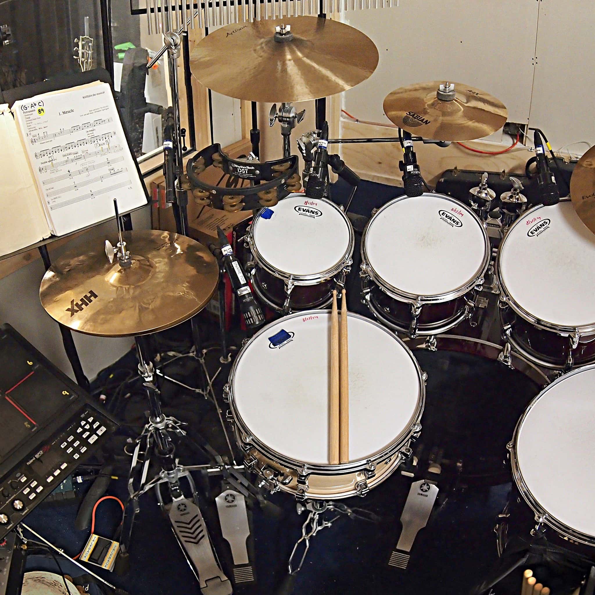 Howard Joines' setup for the Broadway production of Matilda at the Shubert Theater.