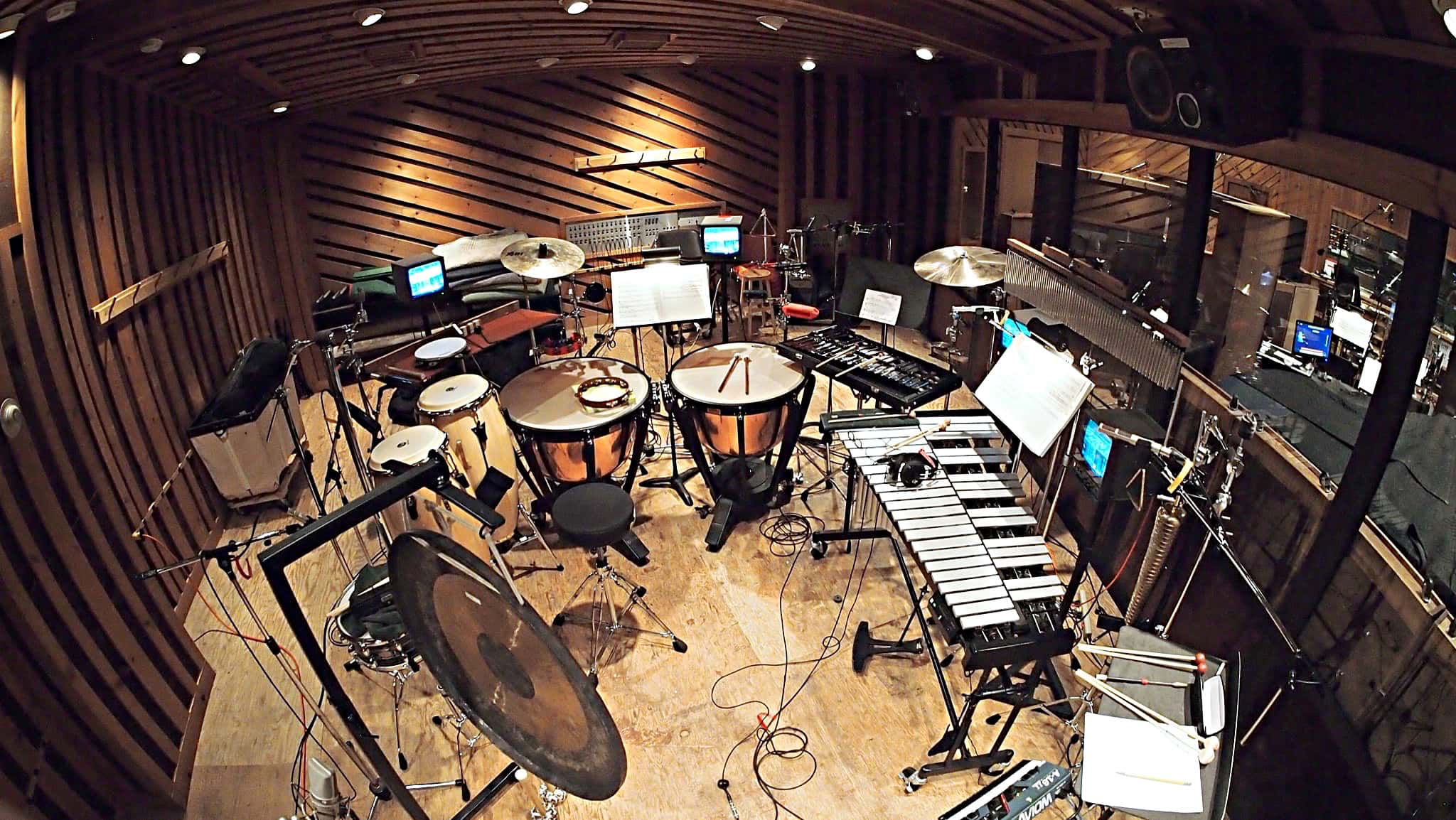 Billy Miller's percussion setup for the Cast Album Recording at Avatar Studios, New York City, for the Broadway Revival of Side Show.