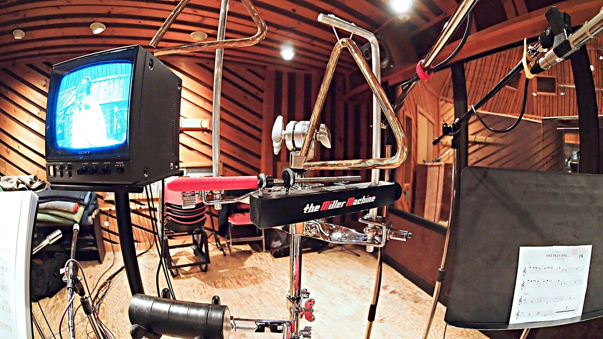 Billy Miller's percussion setup for the Cast Album Recording at Avatar Studios, New York City, for the Broadway Revival of Side Show.