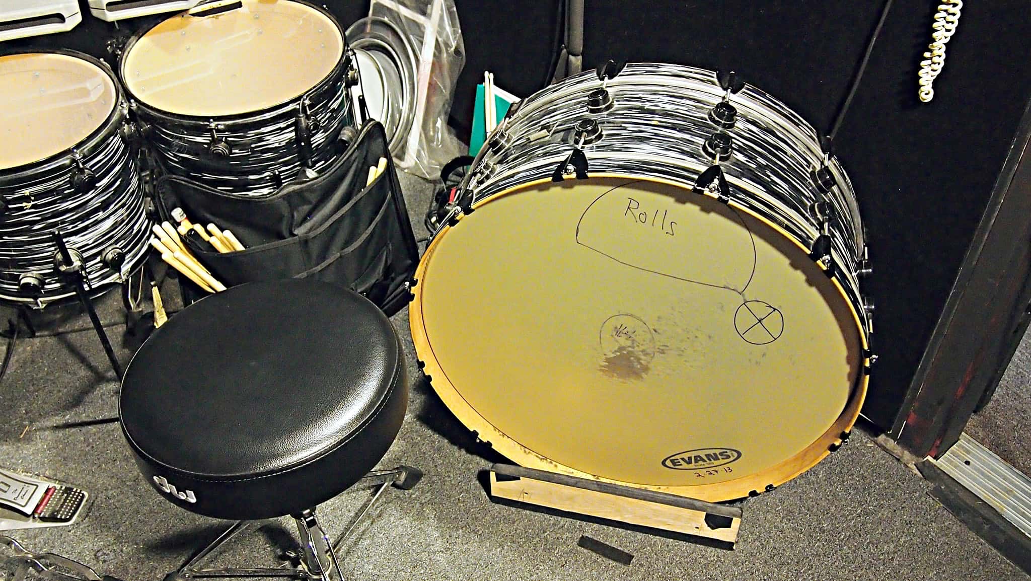 Carter McLean’s drum set setup for the Broadway production of Lion King currently running at the Minskoff Theatre.