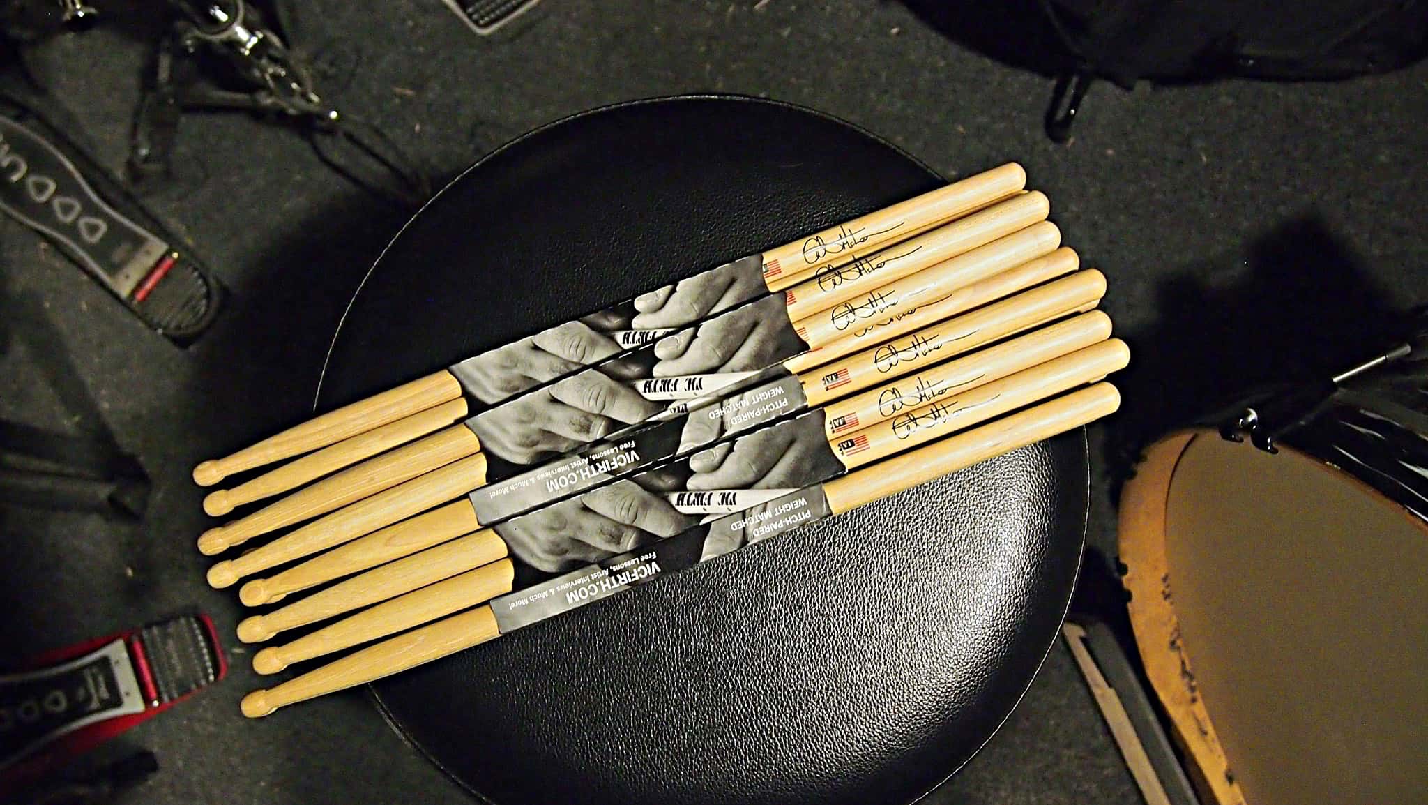 Carter McLean’s drum set setup for the Broadway production of Lion King currently running at the Minskoff Theatre.