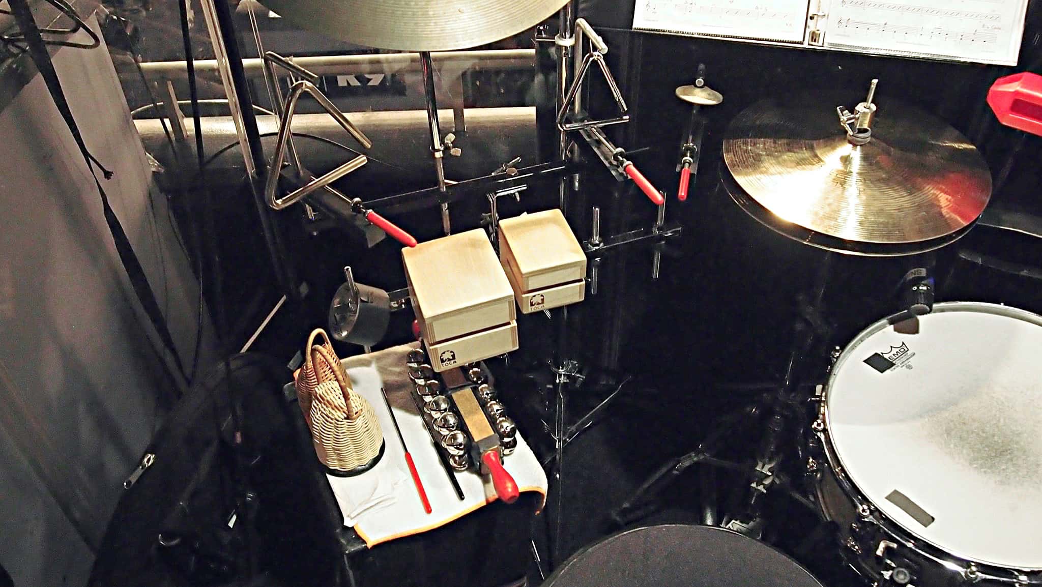 Greg Landes' drum set setup for the Madison Square Garden production of Dr Seuss' How the Grinch Stole Christmas.