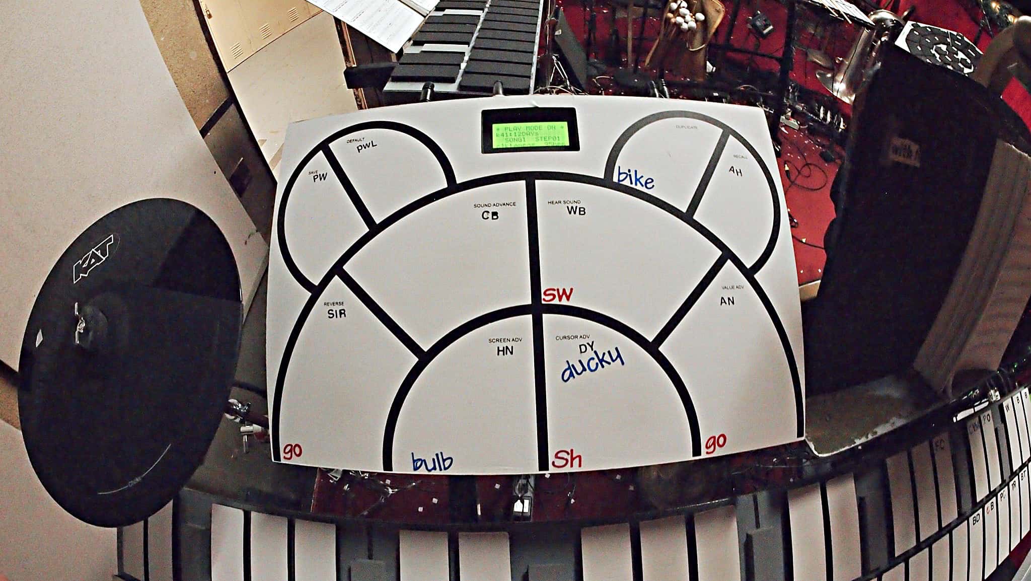 Mario DeCiutiis, Dave Roth, and Matt Beaumont’s percussion setup for the Radio City Christmas Spectacular in New York City.