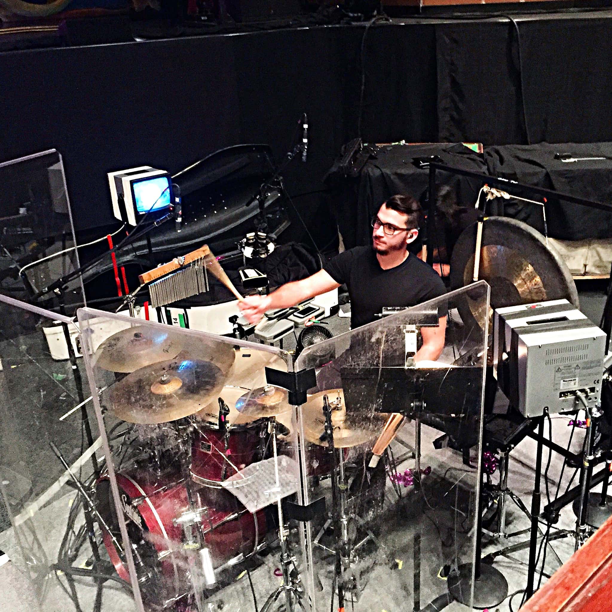 Kevin McNaughton's combined book setup for the touring production of Beauty and the Beast.