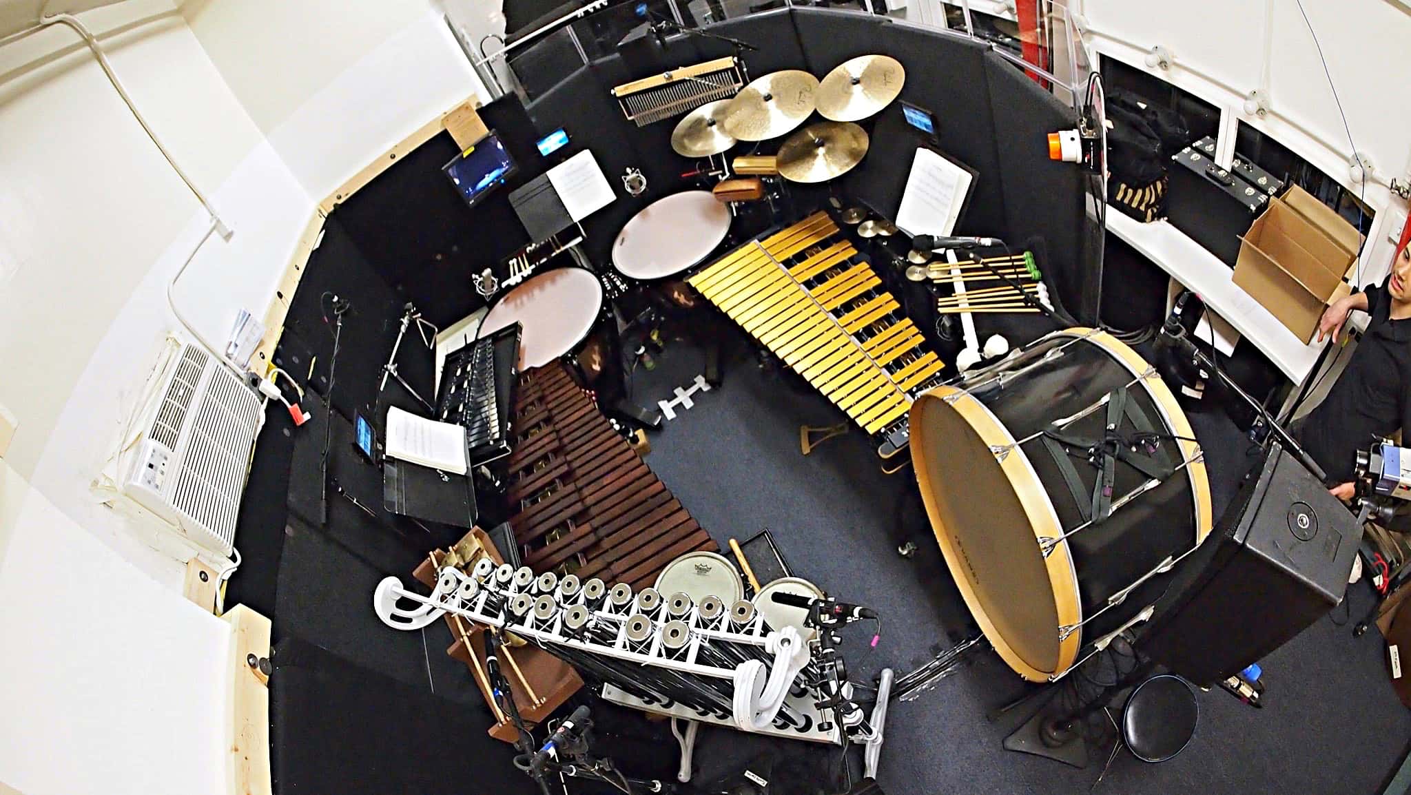 Andy Blanco’s percussion setup for the Broadway production of An American in Paris at The Palace Theatre in New York City.