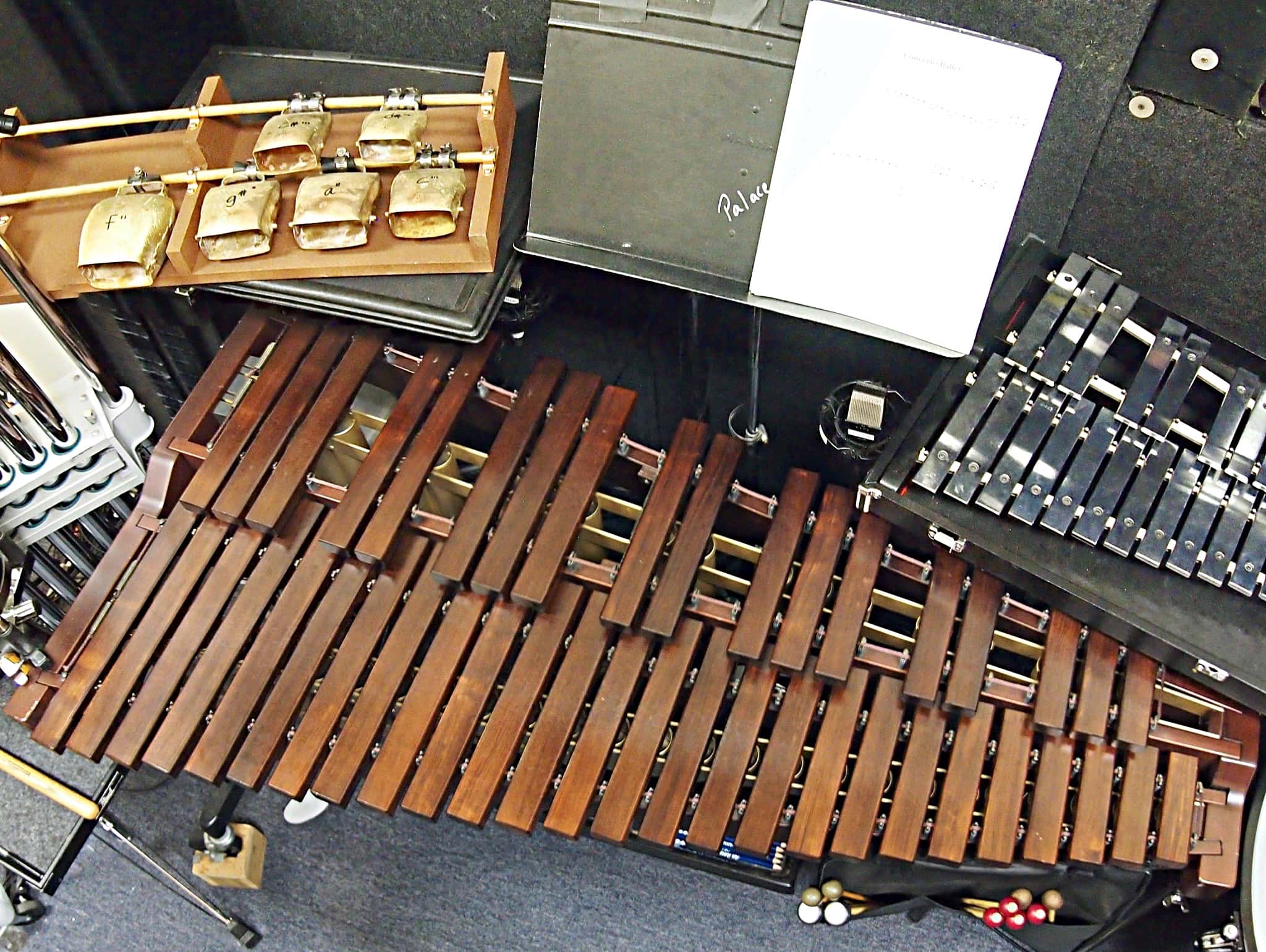 Andy Blanco’s percussion setup for the Broadway production of An American in Paris at The Palace Theatre in New York City.